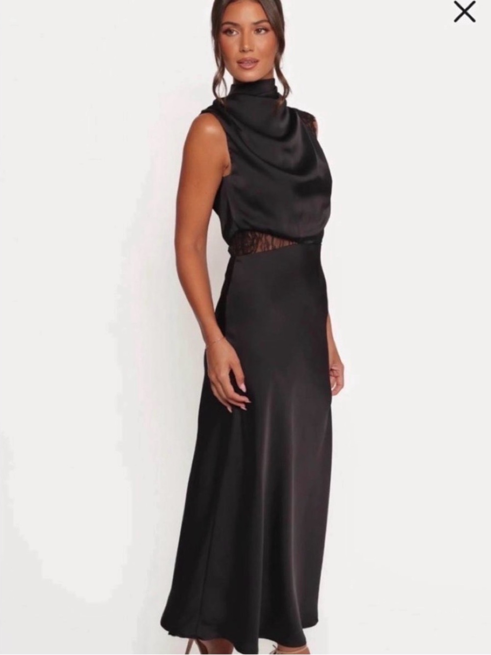 Petal & Pup Anabelle Halter Neck Maxi Dress – Black – Size Large